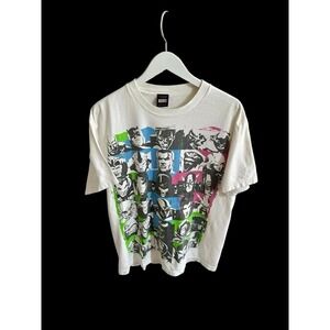 Vintage Marvel Mad Engine Superhero Collage Graphic Tee Sz Large White